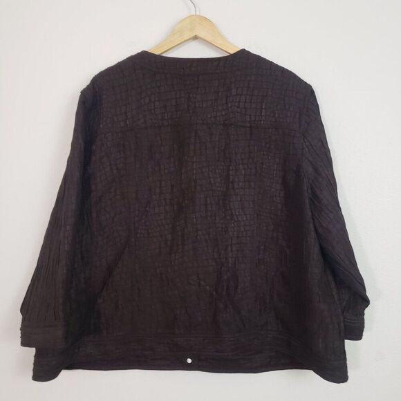 Ruby Rd Woman Textured Jacket 24W Brown Boho Artsy Lightweight - Picture 9 of 9